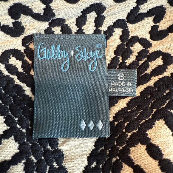 Women's Gabby Skye Black and Cream Embroidered Geometric Floral Dress Size 8 - Picture 4 of 9